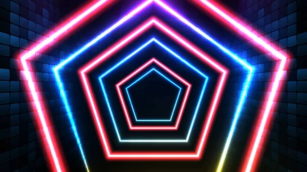 Abstraktní Futuristické Pozadí Modrého Neonu Zářící Šestiúhelník Tvar Osvětlení Spotlgiht — Stockový vektor