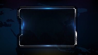 Mavi teknoloji bilim kurgu çerçevesinin soyut fütüristik arka planı, hud ui konusu, alt üçüncü düğme çubuğu