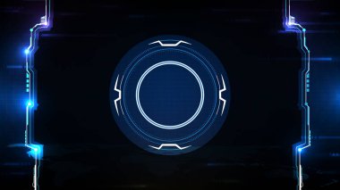 Mavi teknoloji bilim kurgu çerçevesinin soyut fütüristik arka planı, hud ui konusu, alt üçüncü düğme çubuğu