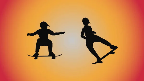 Abstrakte Hintergrund Der Silhouette Skateboard Pose Bewegen Trick — Stockvektor