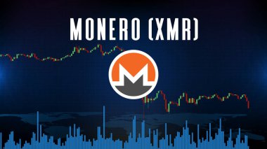 Monero 'nun (XMR) soyut geleceksel teknoloji arka planı para dijital kripto para birimi ve grafik şeması