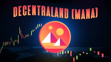 abstract futuristic technology background of Decentraland (MANA) Price graph Chart coin digital cryptocurrency clipart
