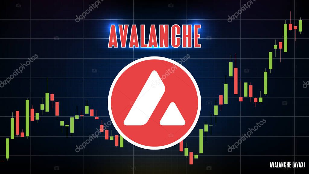 Abstract futuristic technology background of Avalanche (AVAX) Price graph Chart coin digital cryptocurrency