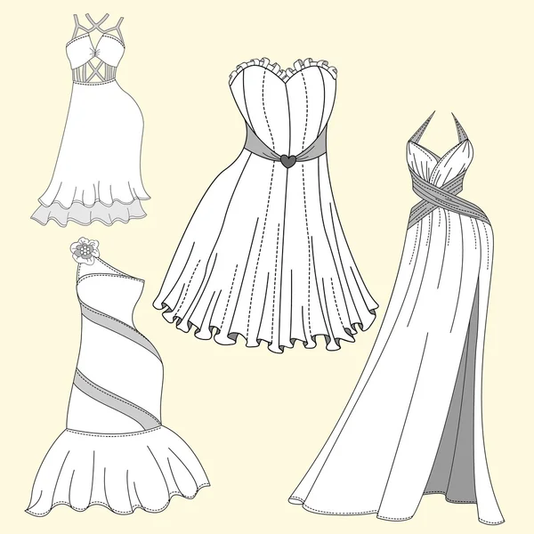 Clothing design. Women's evening dresses — Stock Vector