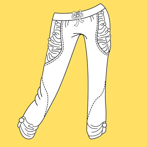 Jeans, byxor byxor. Fashion Illustration. CAD. Teknisk ritning. Specifikation-ritning — Stockfoto
