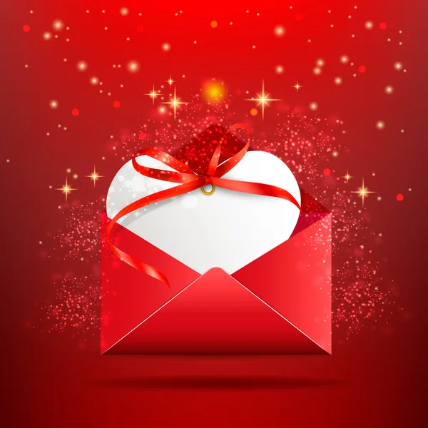 Tarjeta postal de regalo. Carta con corazón. carta de amor. Corazón de San Valentín . — Foto de Stock