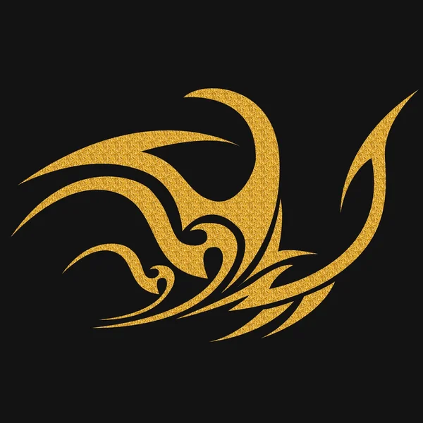 Tatuagem tribal dourada em um fundo escuro. Ilustração em ouro sem transparência . — Fotografia de Stock