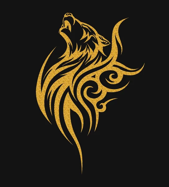 Gold tribal tattoo wolf designs — Stock Photo, Image