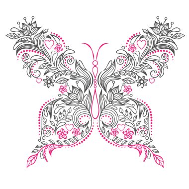 Soyut çiçek kelebek. illüstrasyon