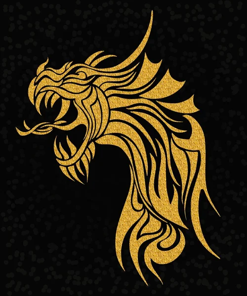 Ilustración dragón tatuaje oro — Foto de Stock