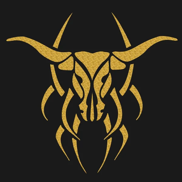 Gold tattoo bull illustration — Stock Photo, Image