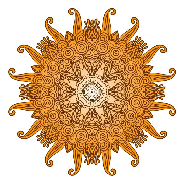 Sierlijke bloemen henna kleuren vector mandala in Indiase stijl — Stockvector