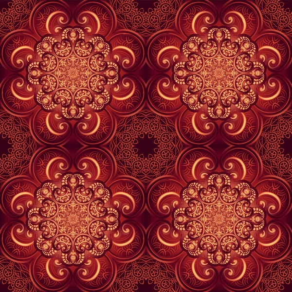 Nahtloses Muster. reich verzierte Blumen Henna Farben Vektor Mandala im indischen Stil. — Stockvektor