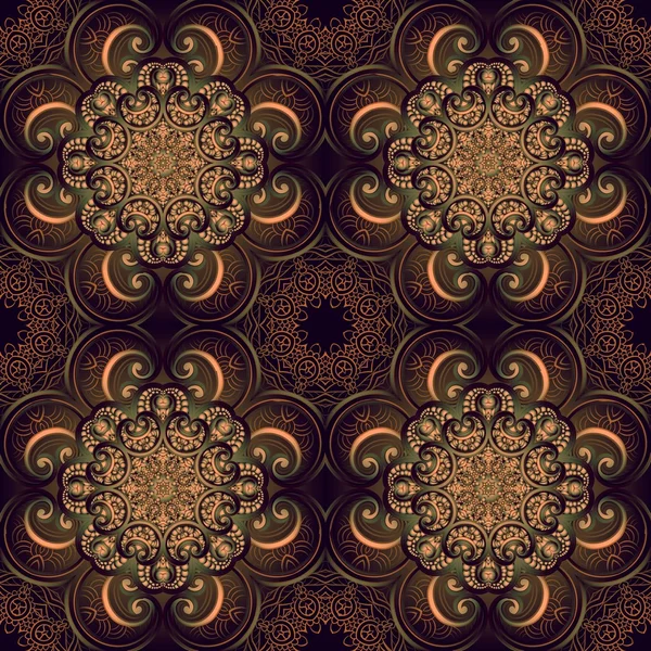 Nahtloses Muster. reich verzierte Blumen Henna Farben Vektor Mandala im indischen Stil. — Stockvektor