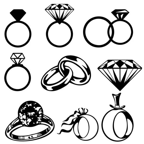 Anillos y joyas vector — Vector de stock