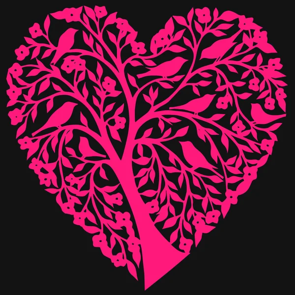 Árbol de San Valentín, amor, hoja de corazones — Vector de stock