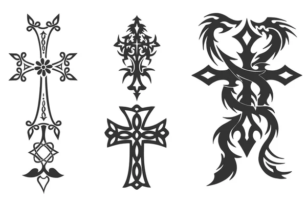 4 vintage Cross Vector — Stockvector