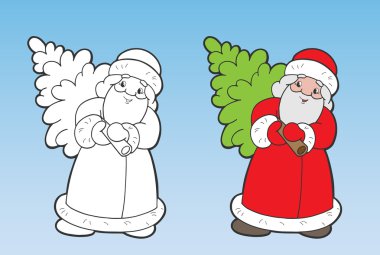 Büyükbaba Frost. Noel tebrik kartı. Boyama.