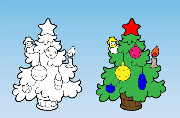 Noel tebrik kartı. Boyama. Noel ağacı