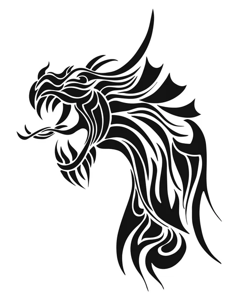 Negro tatuaje dragón vector — Vector de stock