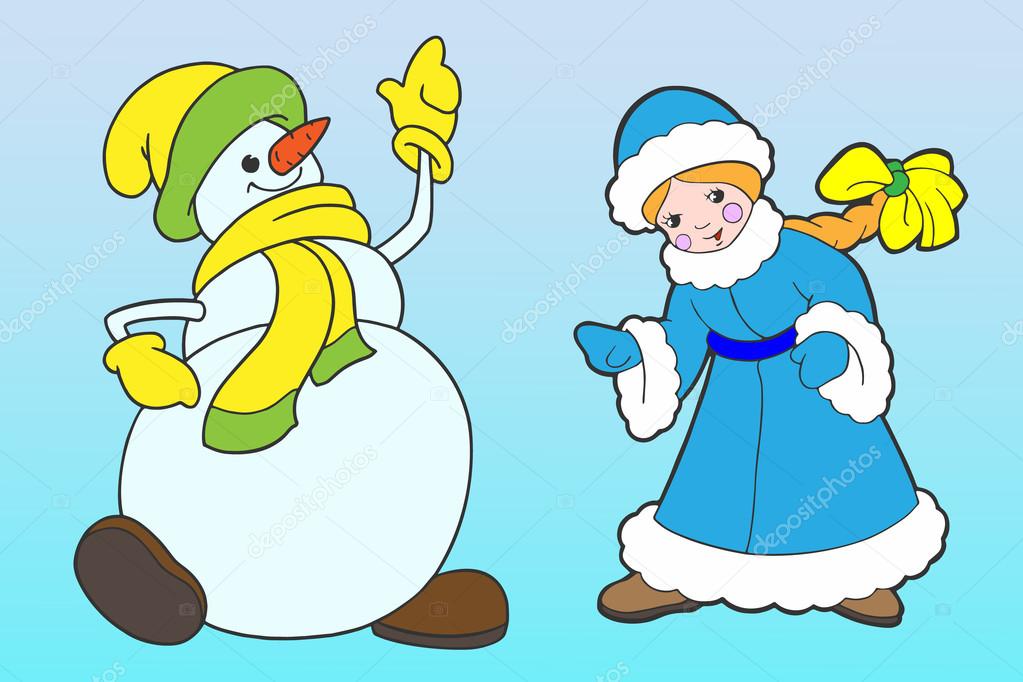 Snow maiden and Snowman