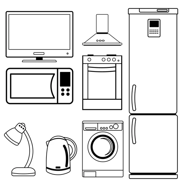 Zestaw urządzeń gospodarstwa domowego. — Wektor stockowy