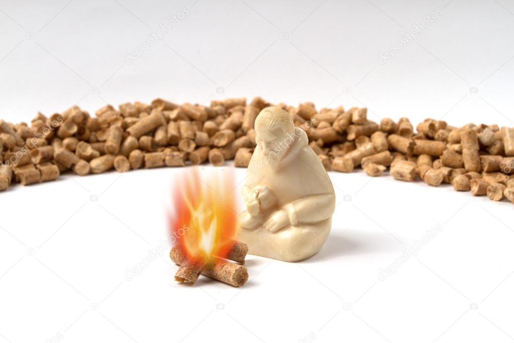 burning pellets warm human