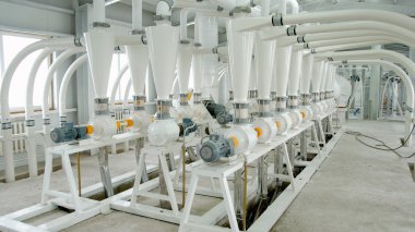 Elektrik değirmen makinaları buğday unu imalatı için. Tahıl ekipman. Tahıl. Tarım. Endüstriyel