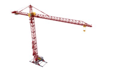 Bina izole üzerinde beyaz arka plan vinç. İnşaat