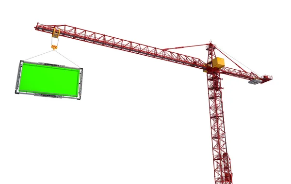 Crane levanta la cartelera. Aislar sobre fondo blanco —  Fotos de Stock