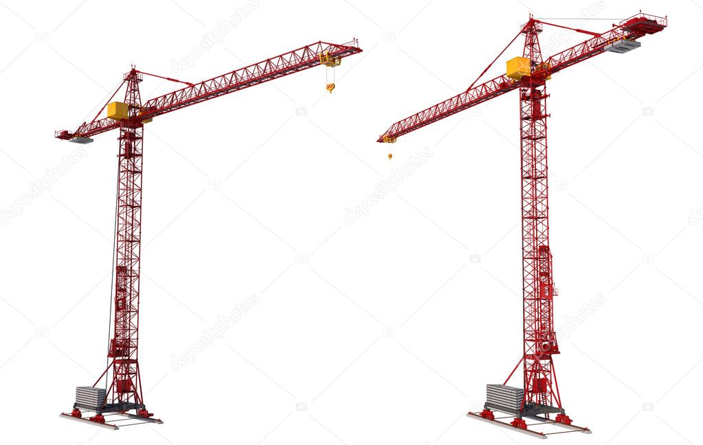 Building crane isolated on white background. Construction