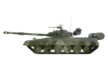 Rus askeri tankı T-90. Beyaz arkaplanda izole et