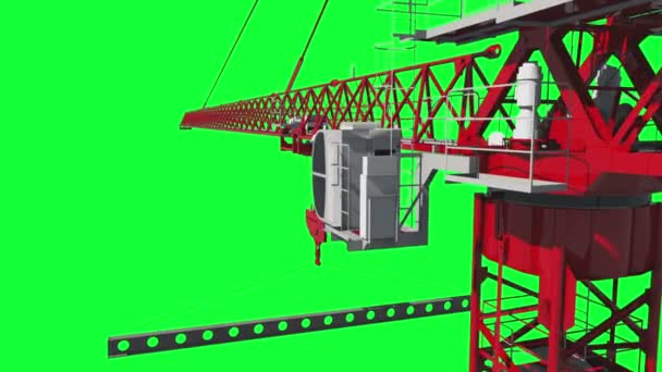 Construcción de animación de grúas, proceso de trabajo. Imágenes de pantalla verde. Canal alfa — Vídeo de stock