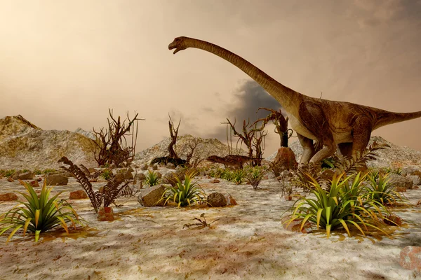 Dinozor. Tarih öncesi orman, peyzaj, Vadisi dinozorlar ile
