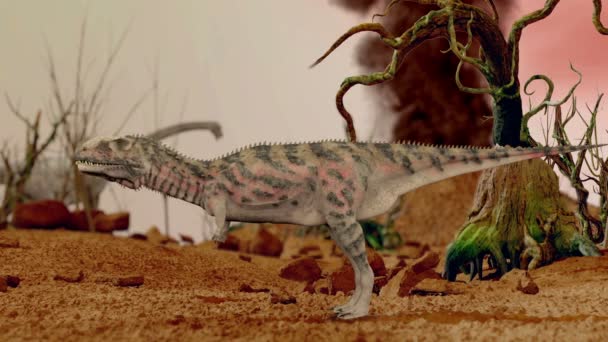 Un dinosaure. Jungle préhistorique, paysage, vallée avec dinosaures. 3d rendu 