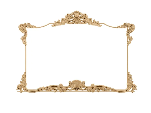 Golden vintage frame. Isolate mirror. Design retro element.  physical realistic reflection . — Stock Photo, Image