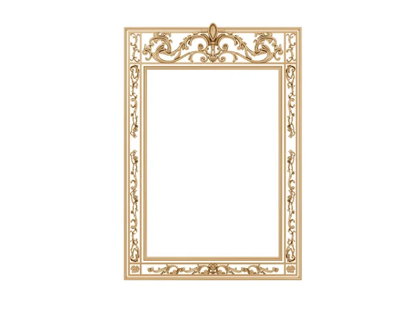 Golden vintage frame. Isolate mirror. Design retro element.  physical realistic reflection .