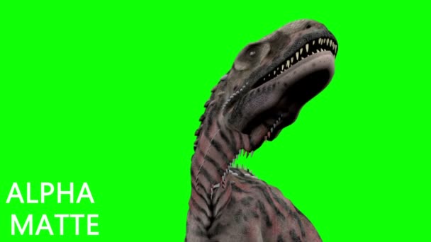 Dinoszaurusz animáció a zöld képernyő. GI valószerű, render — Stock videók