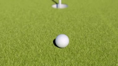 Golf. Golf topu bir çukura düşen animasyon