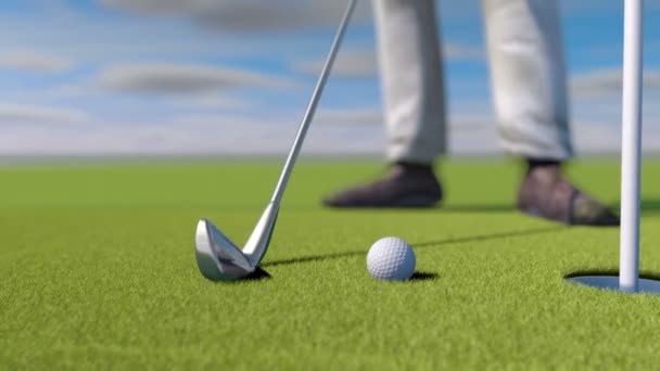 Le golf. Animation de balle de golf tombant dans un trou — Video