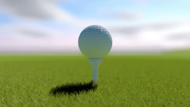 Golfe. Animação de bola de golfe caindo em um buraco — Vídeo de Stock