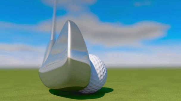 Golf. Animación de pelota de golf cayendo en un agujero — Vídeo de stock