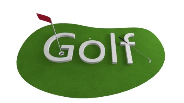 Green golf course animation. golf concept. isolate video — Stock Video