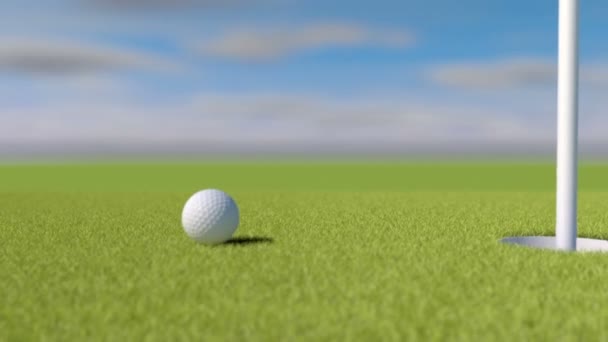 Golf. Animatie van de golfbal in een gat valt. 3 in 1. videopakket — Stockvideo