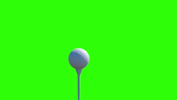 Huelga de golf de cámara lenta. Animación de pelota de golf. Pantalla verde — Vídeo de stock