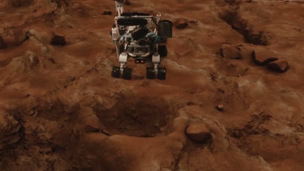 Mars rover 3d animation. Expedition on mars — Stock Video