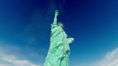 Özgürlük heykeli. hava atış. 3D animasyon sinek. USA, Amerika