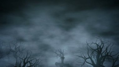 korku gecesi park. Ay ışığı. Cadılar Bayramı kavramı. 3D animasyon