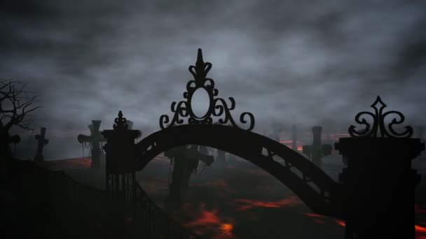 Horreur cimetière de nuit, tombe. Au clair de lune. concept d'Halloween. Animation 3D 