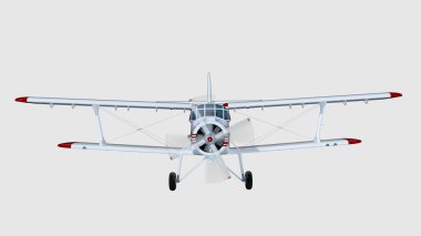 eski retro bi uçak beyaz izole et. 3D render